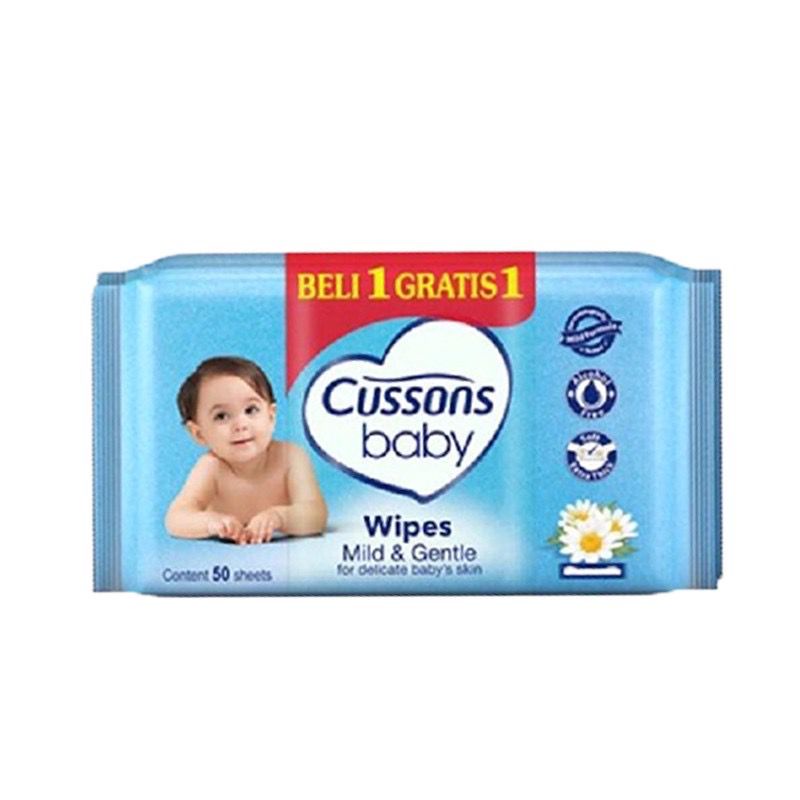 TISSUE BASAH MITU BABY (BUY 1 GET 1) ISI 50 SHEETS + 50 SHEETS / TISU BASAH CUSSONS BABY WIPES 50s BELI 1 GRATIS 1 /  TISU BASAH KODOMO BABY WIPES TISU BASAH MAMYPOKO