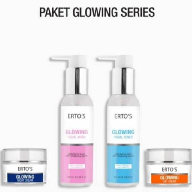 ERTOS GLOWING SERIES - PAKET GLOWING ERTO'S ORIGINAL BPOM - DAY NIGHT CREAM / TONER / FACIAL WASH