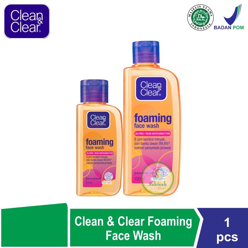 Clean &amp; Clear Foaming Face Wash Sabun Cuci Muka Pembersih Wajah 50ml / 100ml