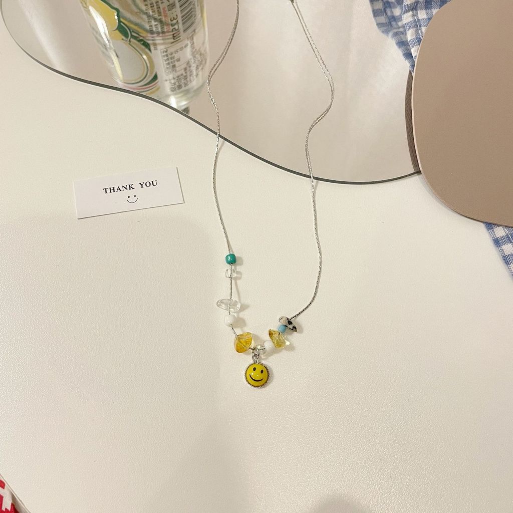 Kalung Rantai Dengan Liontin Smiley Gaya Korea Untuk Wanita