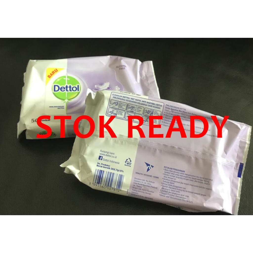 Isi 50 Lembar Dettol Anti Bakteri Wet Wipes / Tisu Basah