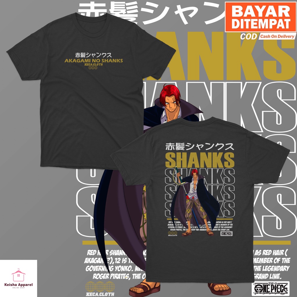 KAOS BAJU ANIME ONE PIECE SHANKS KAOS SHANKS PRIA WANITA