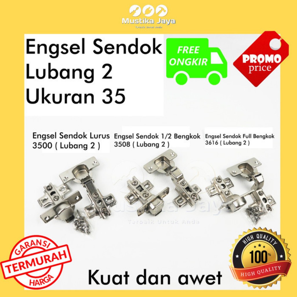 Engsel Sendok Lubang 2 Ukuran 35 Lurus Bungkuk Bengkok Engsel Lemari