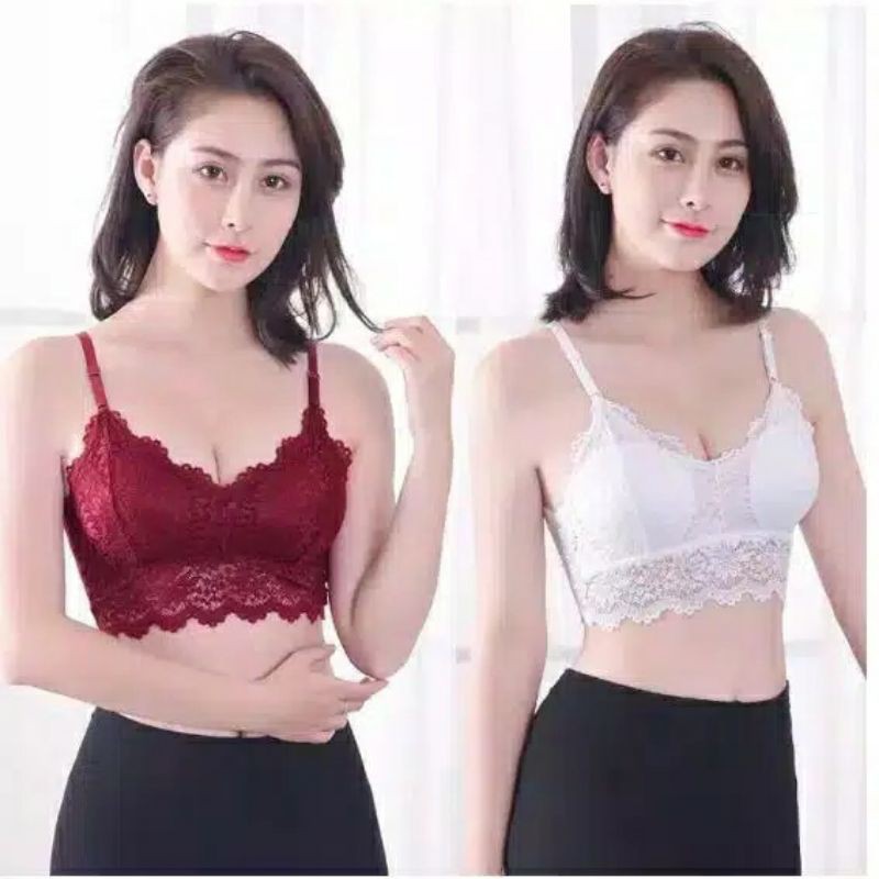 Bra Brukat Bunga TANPA KAWAT / Sport Bra Wanita BH Model Tanpa Kawat/BRA TANPA KAWAT RENDA IMPORT