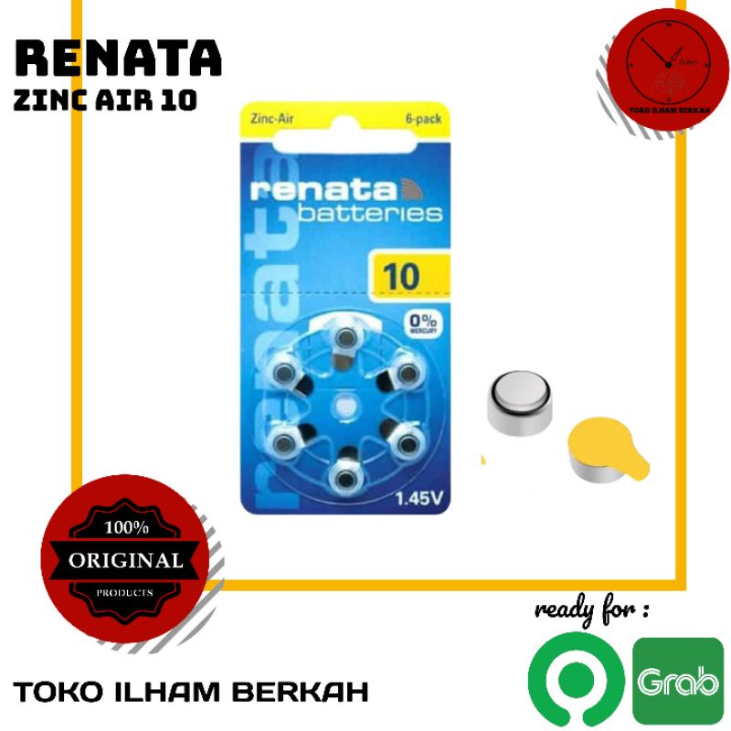 Baterai Renata 10 Zinc Air Original Battery 10 Batrai alat bantu dengar 10 PR70 ZA10