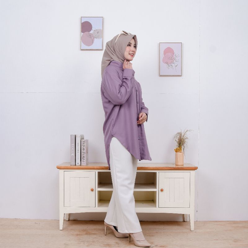 KEMEJA TUNIK POLOS BAHAN SHAKILA REAL PICTURE