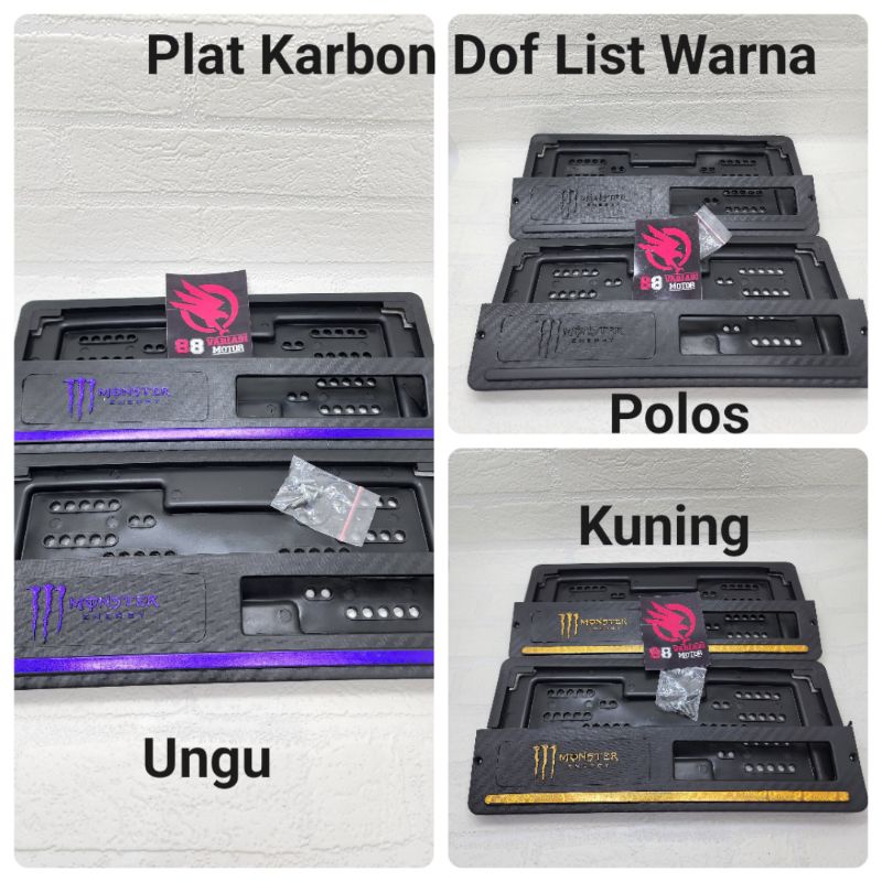 Dudukan Plat Nomor Monster - Cover Plat Nomor Karbon Doff Monster List Warna Dan Polos Universal Semua Motor Bisa - Dudukan Plat Nomor Variasi Monster