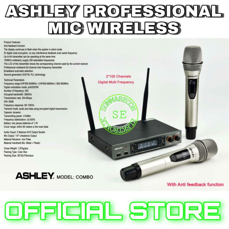 mic wireless original ashley combo microphone karaoke