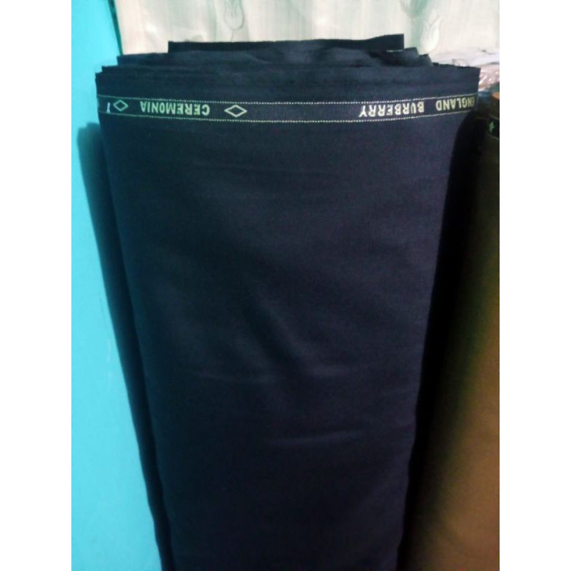 kain katun wool biru gelap bahan celana dan setelan kain meteran