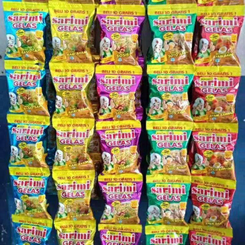 

Sarimi Gelas mie intsan all varian 10pcs free 1pcs (renceng)