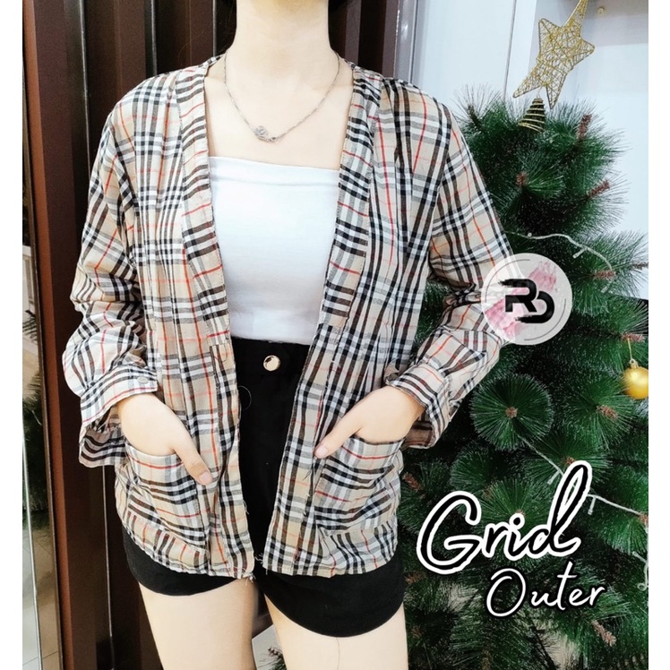 RD FASHION GRID CARDIGAN POCKET