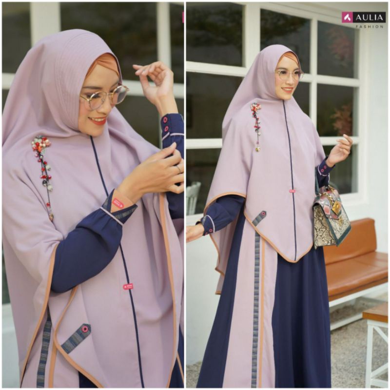 GAMIS TERBARU AULIA FASHION QAMEELA NAVY LAVENDER LIMITED EDITION