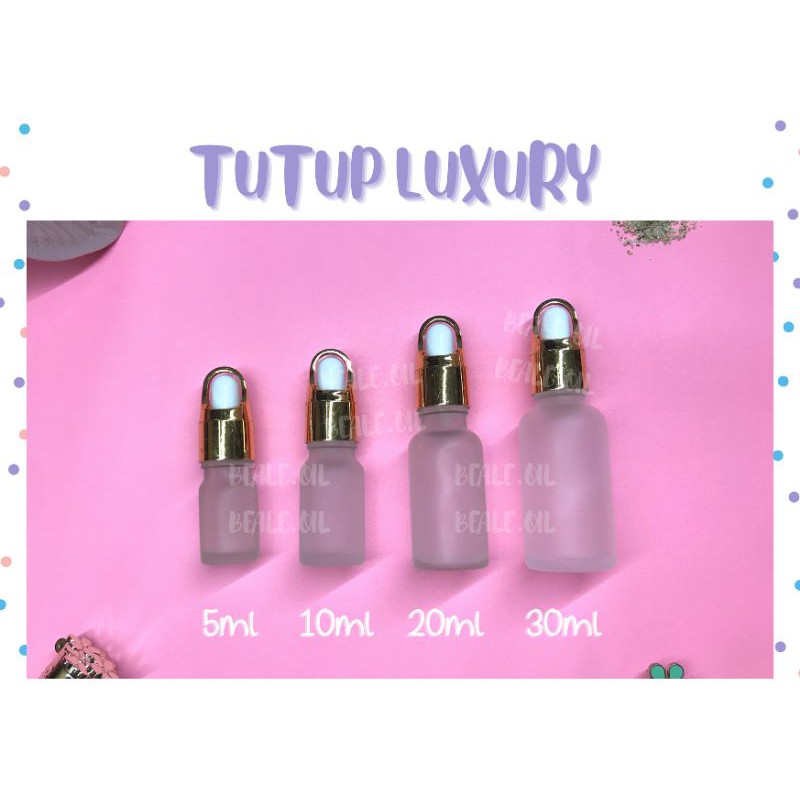 Botol Pipet Kaca Frosted Doff tutup Lux 5ml - Botol Kosong Kaca Pipet Luxury Frosted Botol Doff Kaca Putih Bening Botol Serum Luxury 10ml