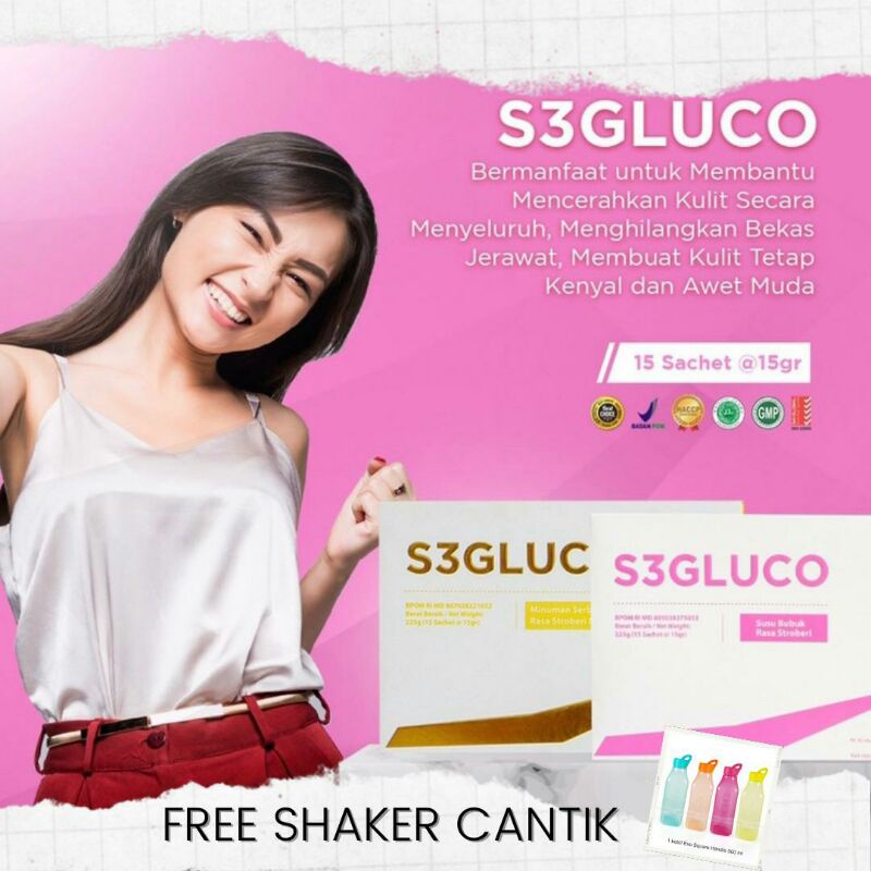 S3GLUCO MURAH ASLI 100% BISA COD FREE SHAKER CANTIK BPOM HALAL