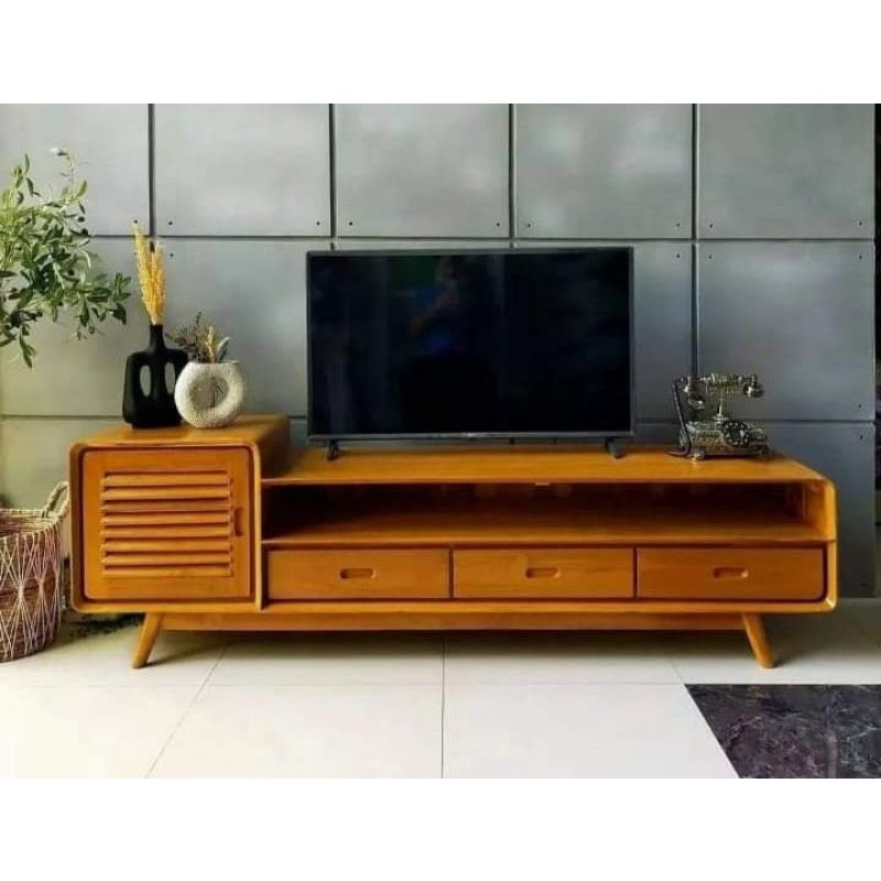 BUFET TV RETRO 2 M FURNITURE JATI | BUFET TV KAYU JATI | NAKAS 3 LACI FURNITURE JATI JEPARA