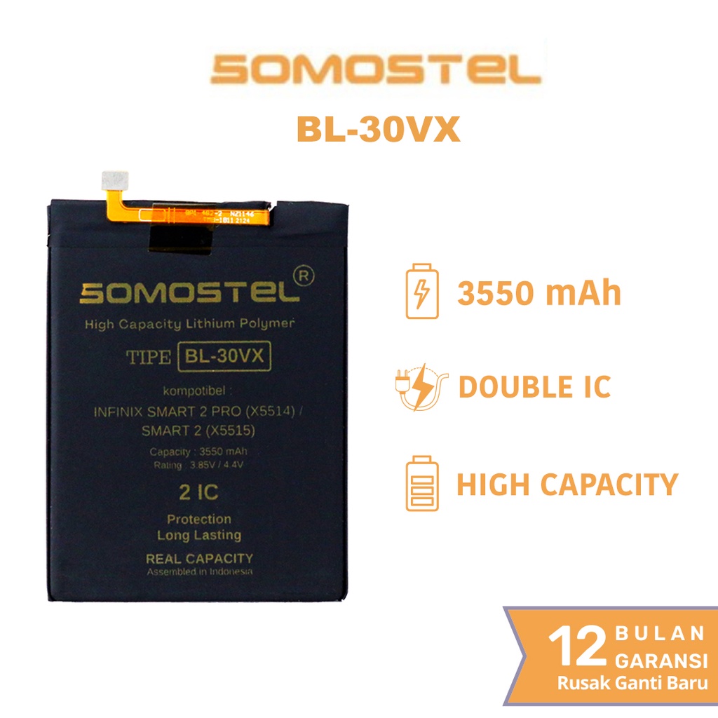 Somostel - BL-30VX Infinix Smart 2 Pro X5514 / Smart 2 X5515 Batre Batrai Baterai