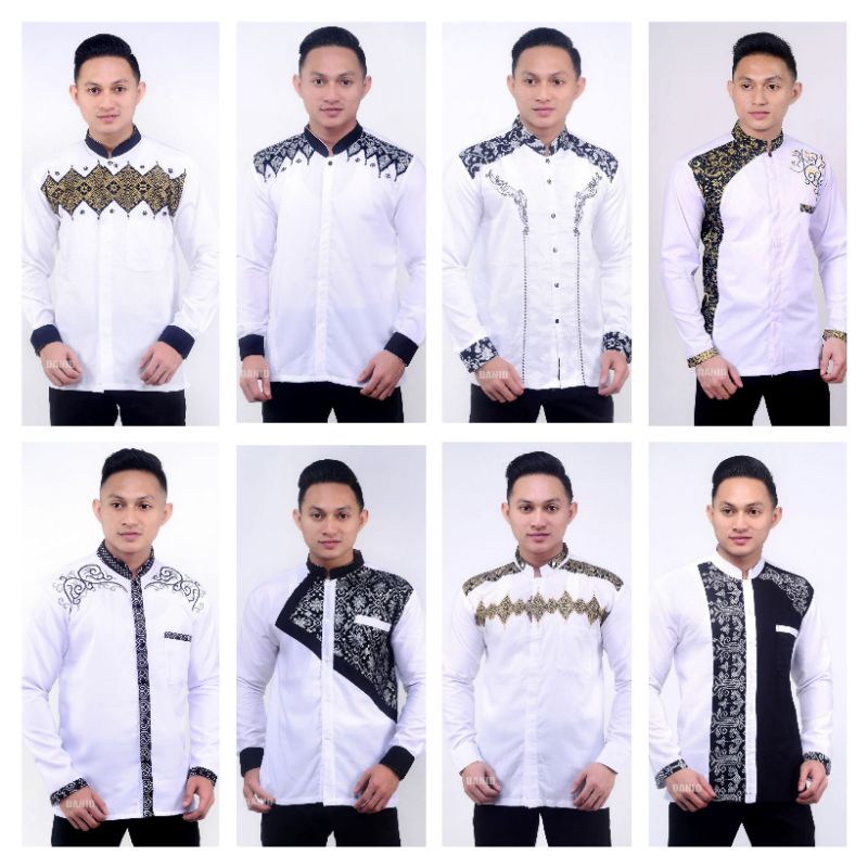 Baju Koko Pria Putih Tangan Panjang Batik Bordir Dewasa
