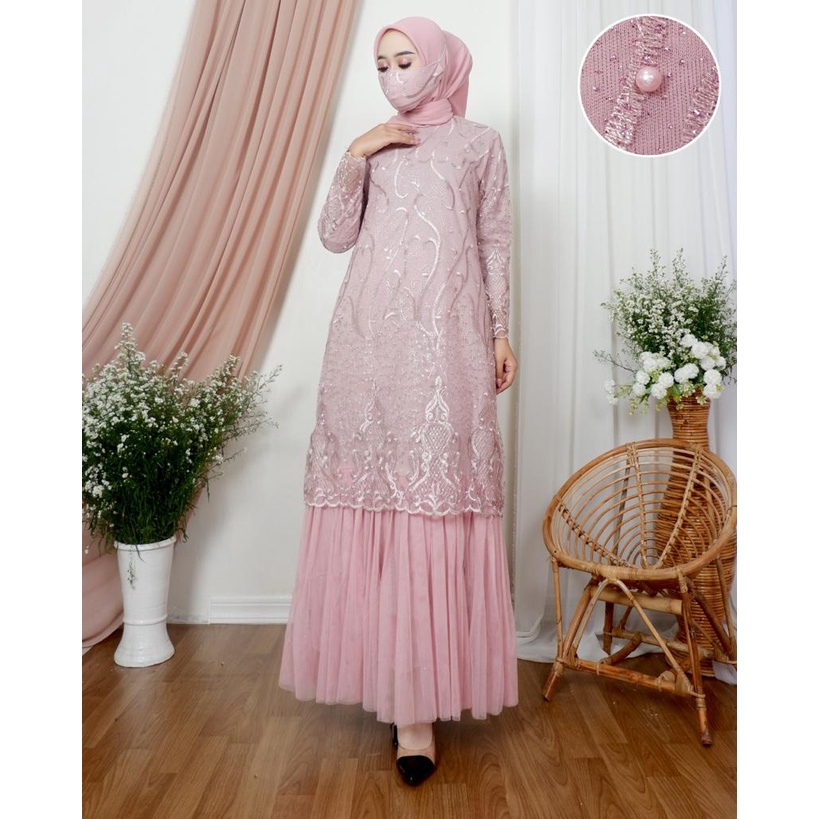 Ready GamisTutu Tille Pesta//Gamis Pesta Termurah//Gamis Lebaran//Gamis brokat tutu termurah/baju gamis/pakaian wanita/baju muslim termurah/gamis dress