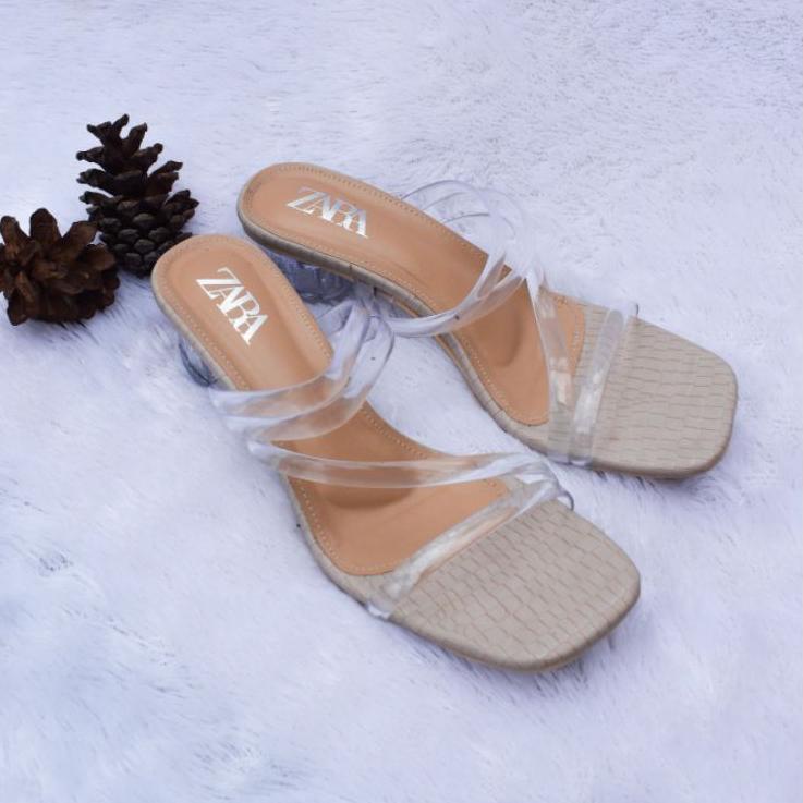 (Sale) SENDAL ZARA HAK KACA AM01 | SENDAL HEELS | SEPATU HEELS KACA | ➹ (Ready)