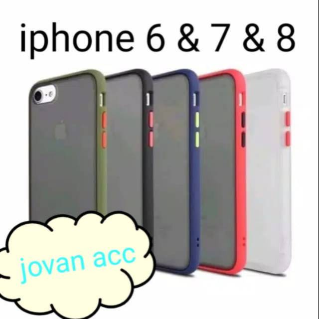 IPHONE 6 IPHONE 7 IPHONE 8 case doff fuze transparant hardcase dove matte aerocase macaron full colour casing cover protect camera pelindung kamera