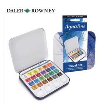 

Daler Rowney Aquafine Mini Watercolour Travel Set 24 Colours YS