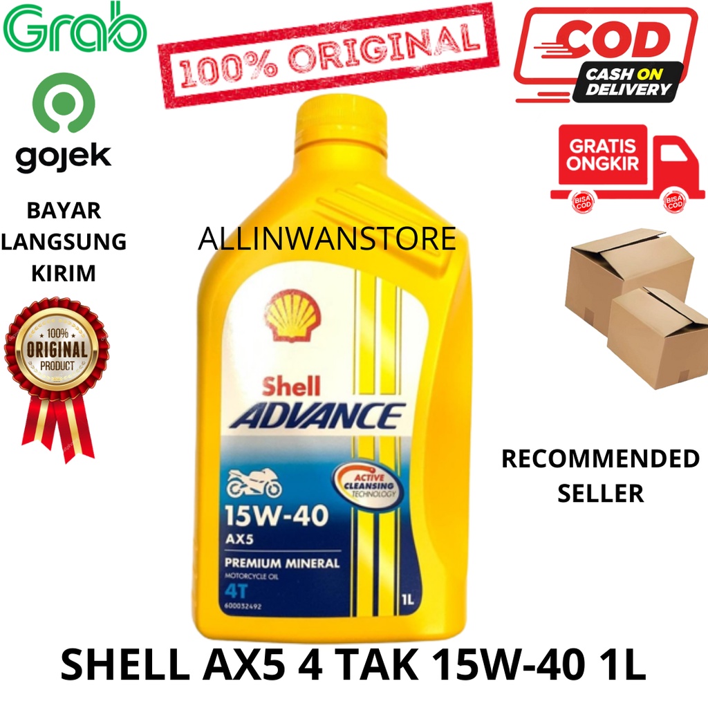 OLI SHELL ADVANCE AX5 4TAK 15W40 1L 1 Liter SPORT ASLI ORIGINAL