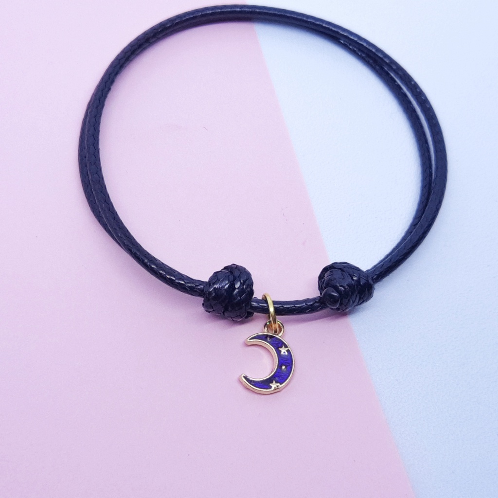 Gelang Couple Magnet Pasangan Bestie Sahabat Pacar Korea Bulan Bintang Hitam Murah-Bulan Ungu (1pcs)