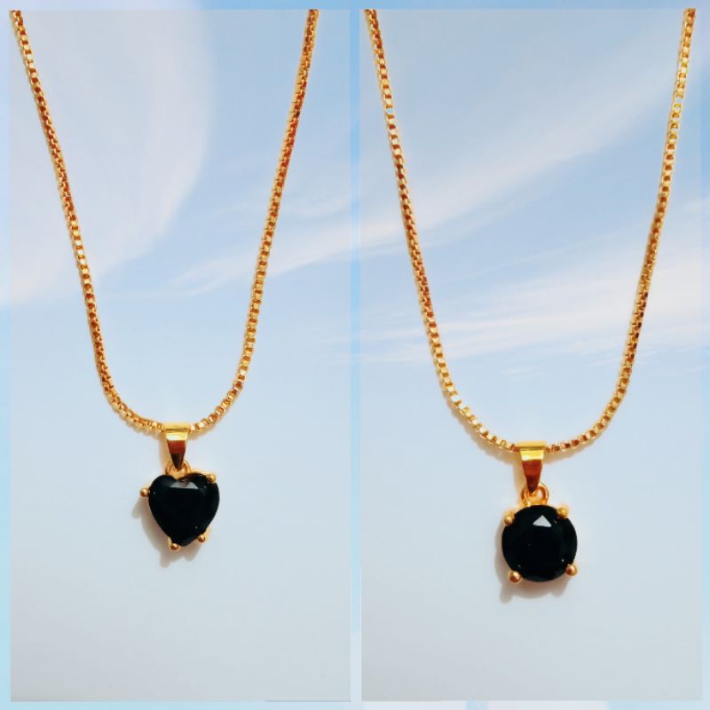 kalung xuping wanita berlapis emas 45cm dengan permata hitam BP 99.