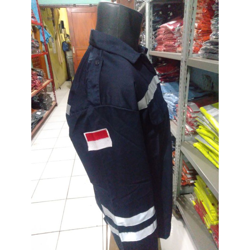 SERAGAM SAFETY RESLETING DONGKER FREE LOGO K3 BENDERA KAIN DRILL