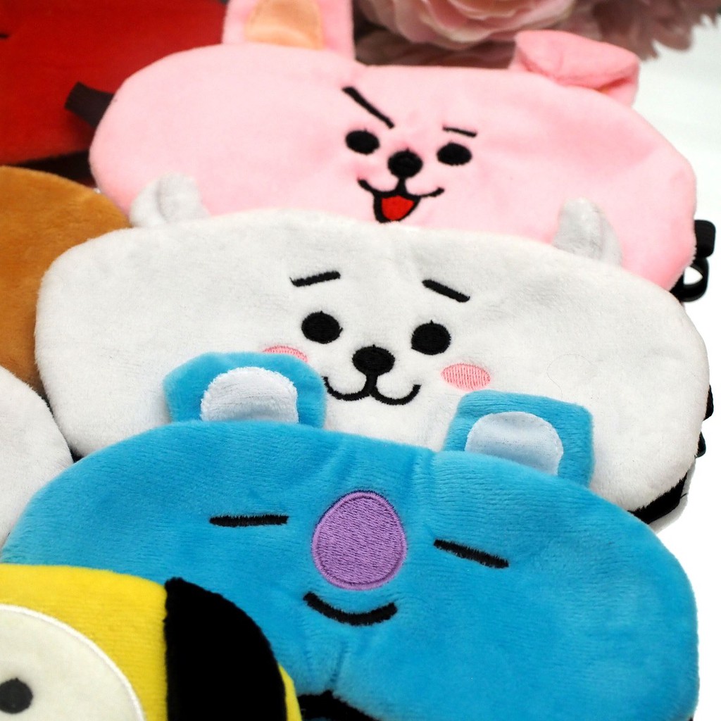 Penutup Mata Tidur BT21 BTS Bahan Bulu Halus Masker Mata Sleeping Eye Mask Eyemask Travel