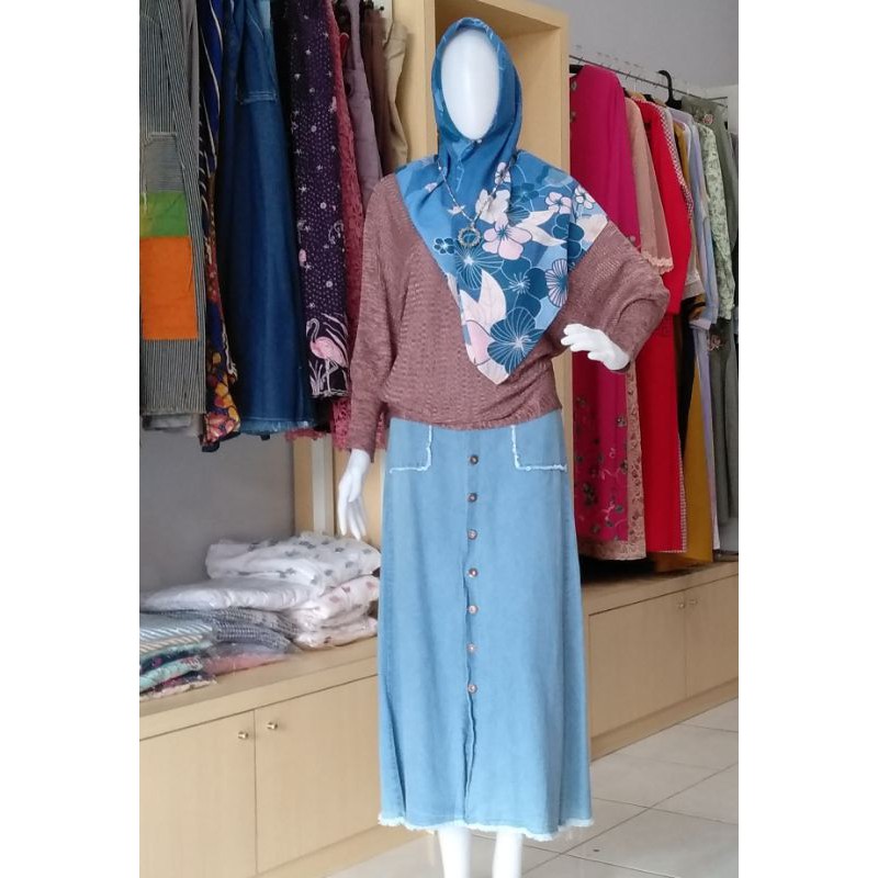 Rok Jeans Bawahan Wanita