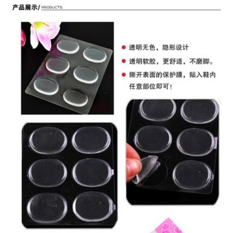 CLEARANCE SALE - 6 Heels Silicone Anti Lecet Sepatu Kebesaran Transparent Silicone Strips Shoe Heel Inserts Insoles Gel Pads Grips Heel Protector Mini Anti-Slip Abrasionproof High Heel Liners Protective Cushion Tools