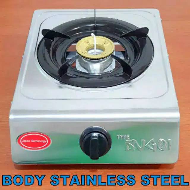 Kompor Gas Stainless Steel SNI 1 Tungku SUGOI - Burner Kuningan