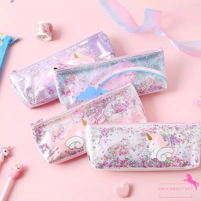 

Tempat Pensil Kotak Tepak Unicorn Anak Perempuan Alat Tulis Glitter