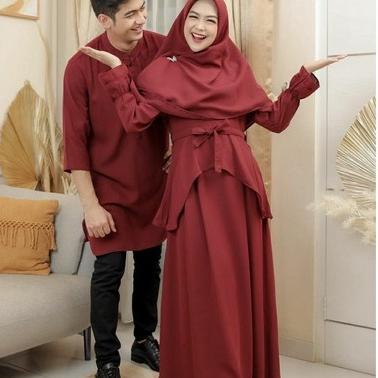- Ria Ricis Ryan TR Couple Baju Pasangan Gamis Syari + Sirwal Muslim Polos Pesta Kondangan Premium |