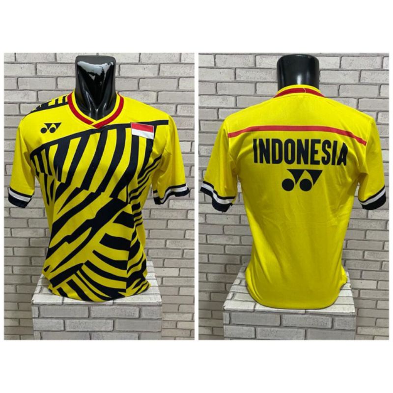 Jersey badminton bulu tangkis printing kuning