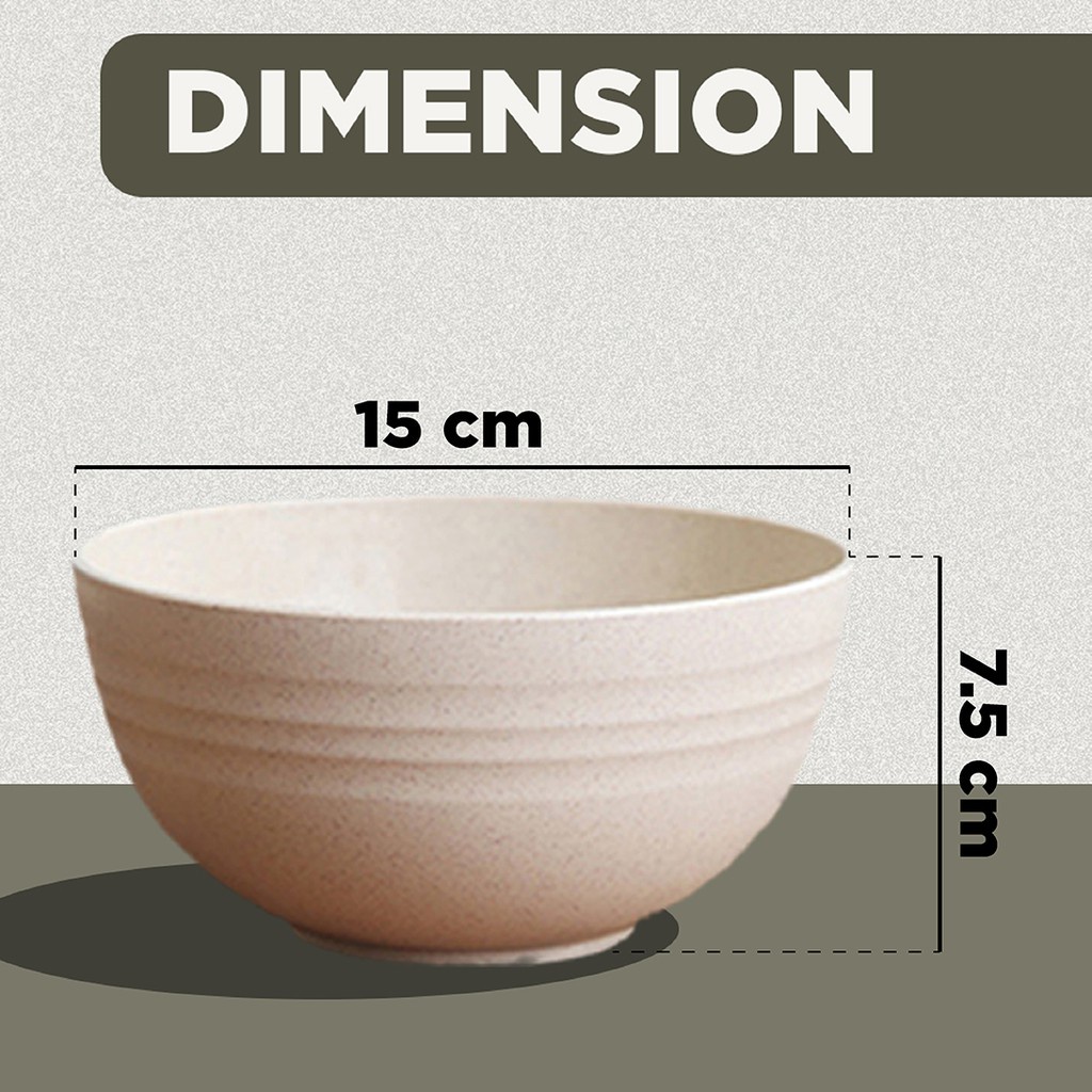 INFY - R654 Mangkok Wheat Straw Bowl | Mangkuk Plastik Microwave Warna Warni | Gandum kokoh | BPA Free