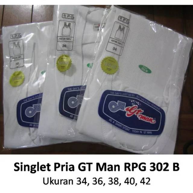 Kaos Dalam Singlet GTman gtman Salur Putih Model Classic 302B / kaosdalam pria / bisa cod /