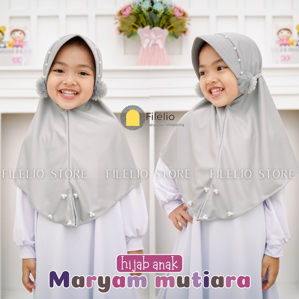 Kerudung Instan Anak TK Maryam Mutiara / Hijab Anak TK Kekinian / Hijab Anak TK Ped Mutiara Pompom / Jilbab Anak Karakter / Jilbab Anak Perempuan / Jilbab Anak Jersey / Kerudung Anak TK / Bergo Anak Jersey / Bergo Anak TK