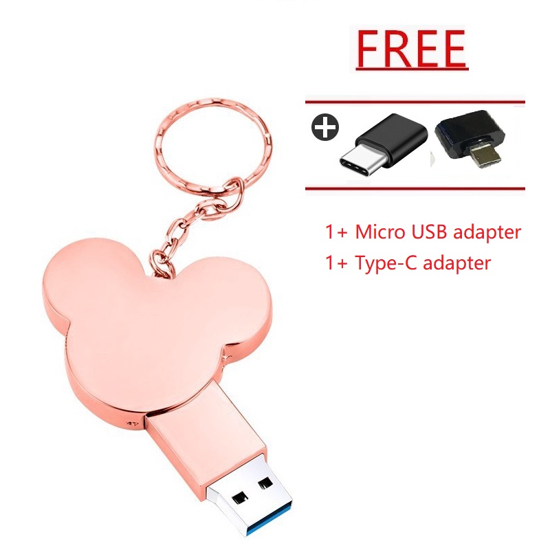 3 In 1 Micky Flashdisk Otg Usb Tipe C 512gb Bahan Metal Untuk Android