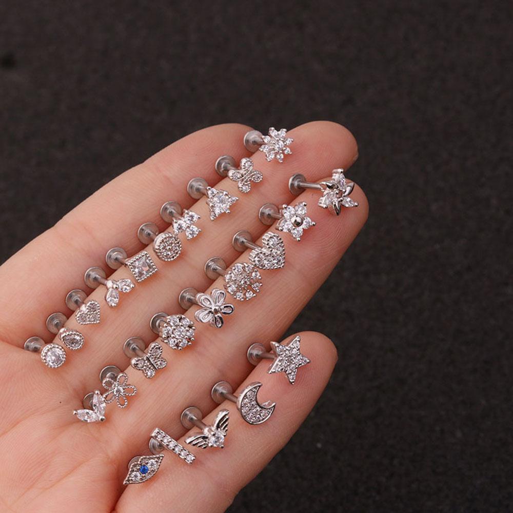 Mxbeauty Anting Stud Tindik Tulang Rawan Badan Bentuk Bunga Kupu-Kupu Hati Untuk Aksesoris