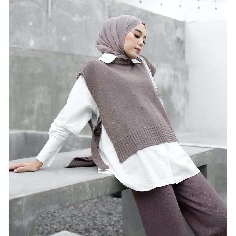 rompi vest knit rajut tali wanita outer korea rajut oversize premium korean style kekinian