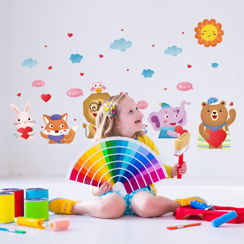 Reliza Wall Sticker Zoo Animal Greeting Hewan Anak LDR274