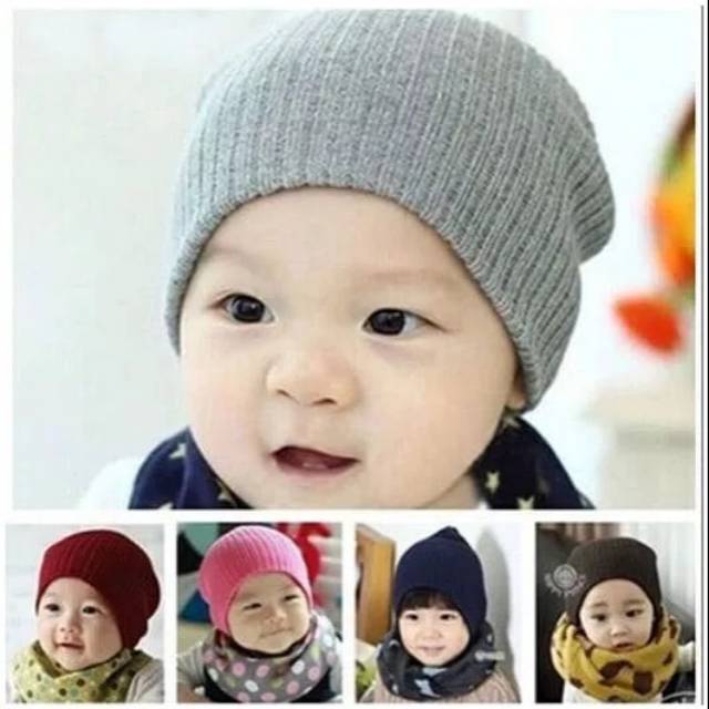 Topi Kupluk Rajut Anak Polos Lucu- Bayi Cap - Baby Hat