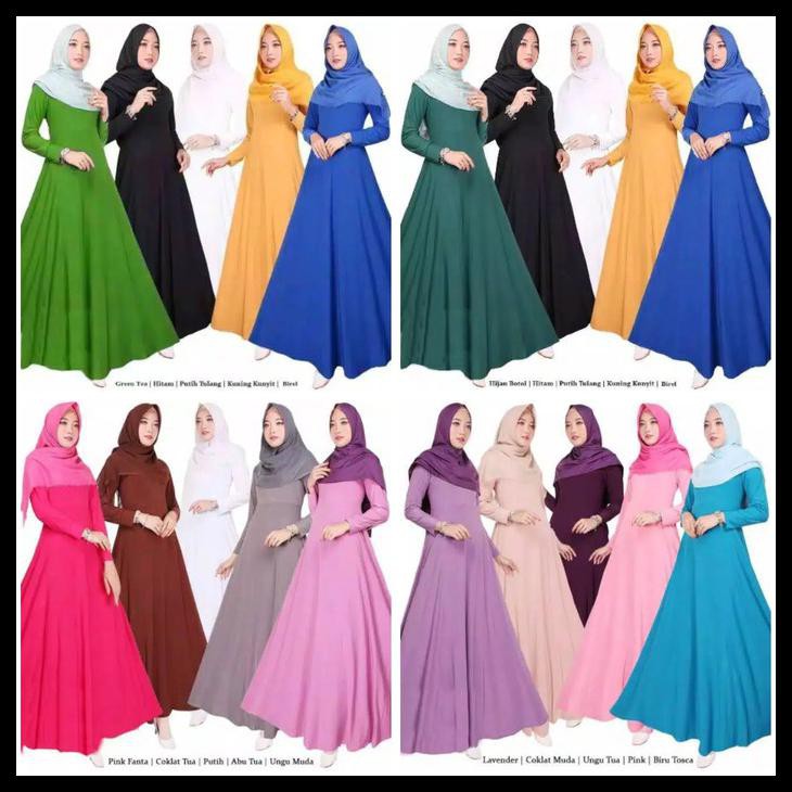 Gamis Jersey Polos Jumbo Busui / Tebal 430 Gram Ada Saku - Hitam