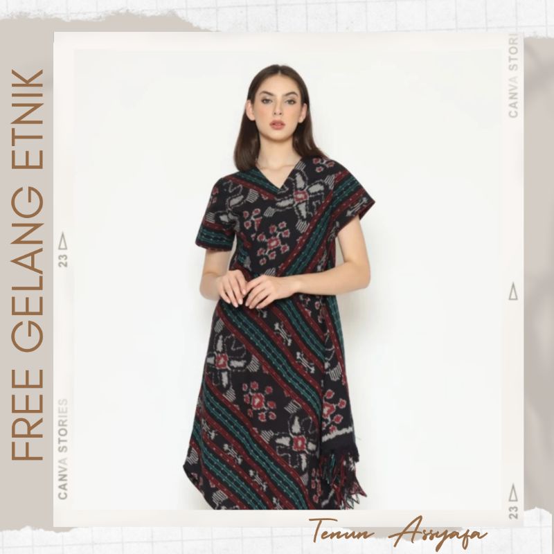 Dress Tenun Etnik • Dress Etnik Kain Tenun Blangket • Dress Vest Etnik