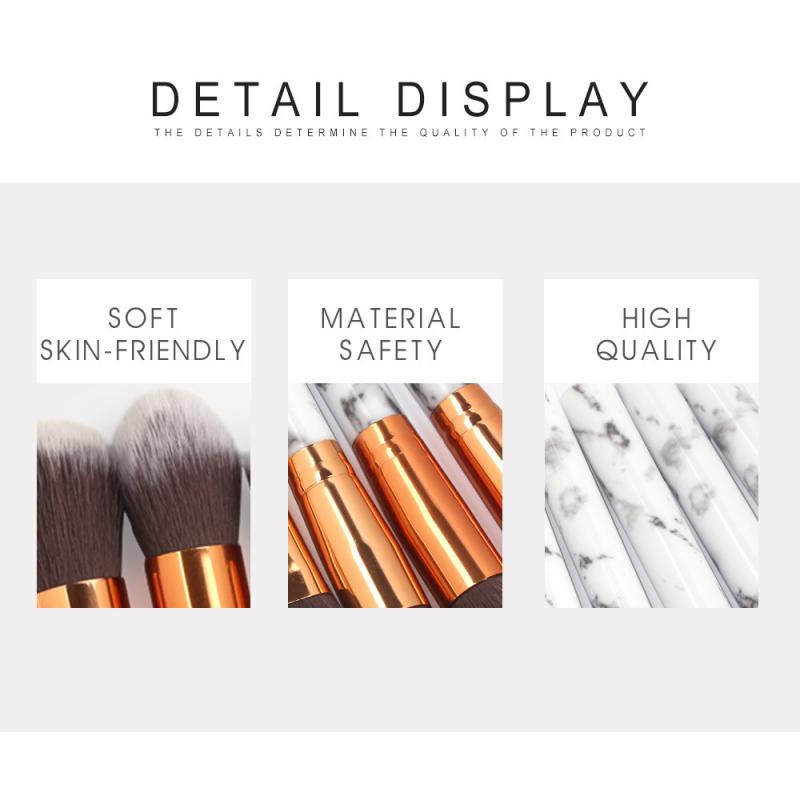 Kuas Brush Make Up 10 Set Marble Exclusive  Makeup Brushes Set Foundation Concealer Bronzer Blusher Face Powder Eyeliner Eyeshadow Lips Eyebrow Brush Makeup Tools 10PCS Marble Makeup Brushes Tool Set Cosmetic Powder Eye Shadow Foundation Blush Blending