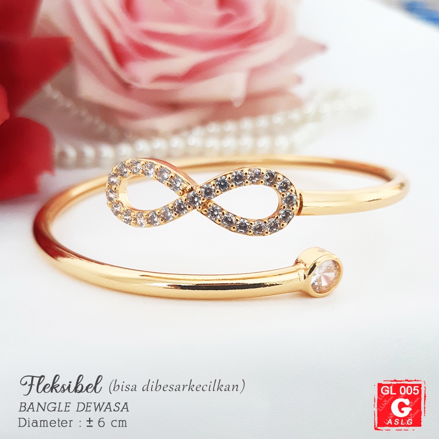 GL 005 GESER Gelang Bangle Dewasa Laris Perhiasan Set Xuping Lapis Emas Imitasi Gelang Bangkok Xuping Gelang Fleksiebl Bisa Dibesarkecilkan Gelang Big Size Gelang Jumbo Bisa dipakai Tangan Gemuk Besar Luxx Xuping-G. Infiniti