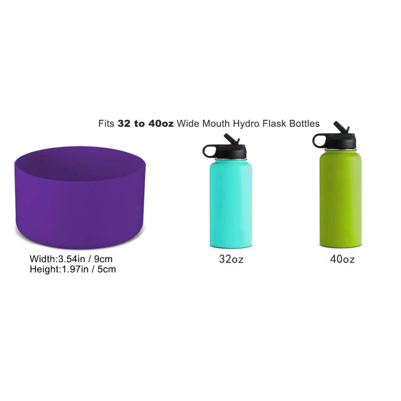 Set Cover Pelindung Botol Hydro Flask Bahan Silikon Anti Slip Dan Tali Tangan Untuk 12-24oz / 32-40oz