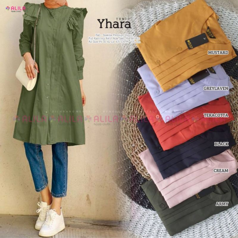 YHARA TUNIK BY ALILA / LONG TUNIK BERBAHAN SHAKILA PREMIUM / TUNIK POLOS